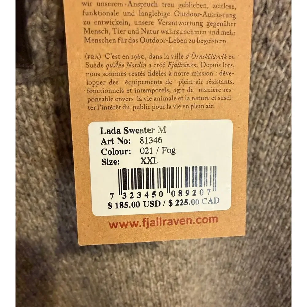 NWT Fjallraven Men's Lada Sweater - Size XXL